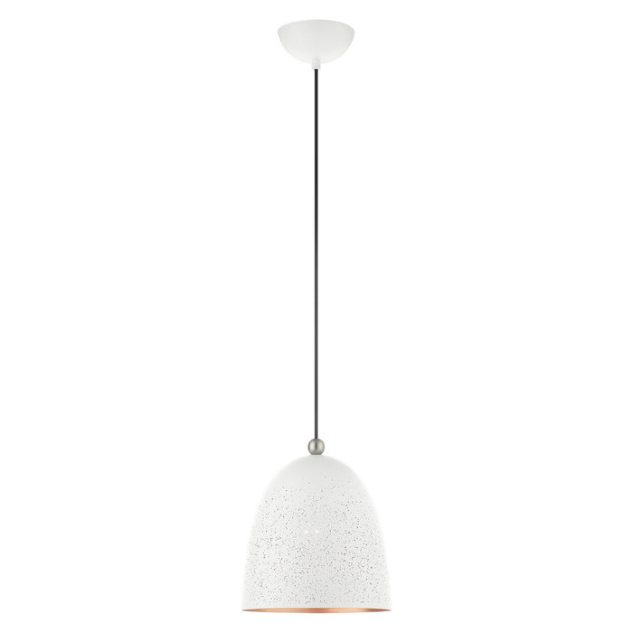 Livex Lighting 49108-03 One Light Pendant, White w/ Brushed Nickels