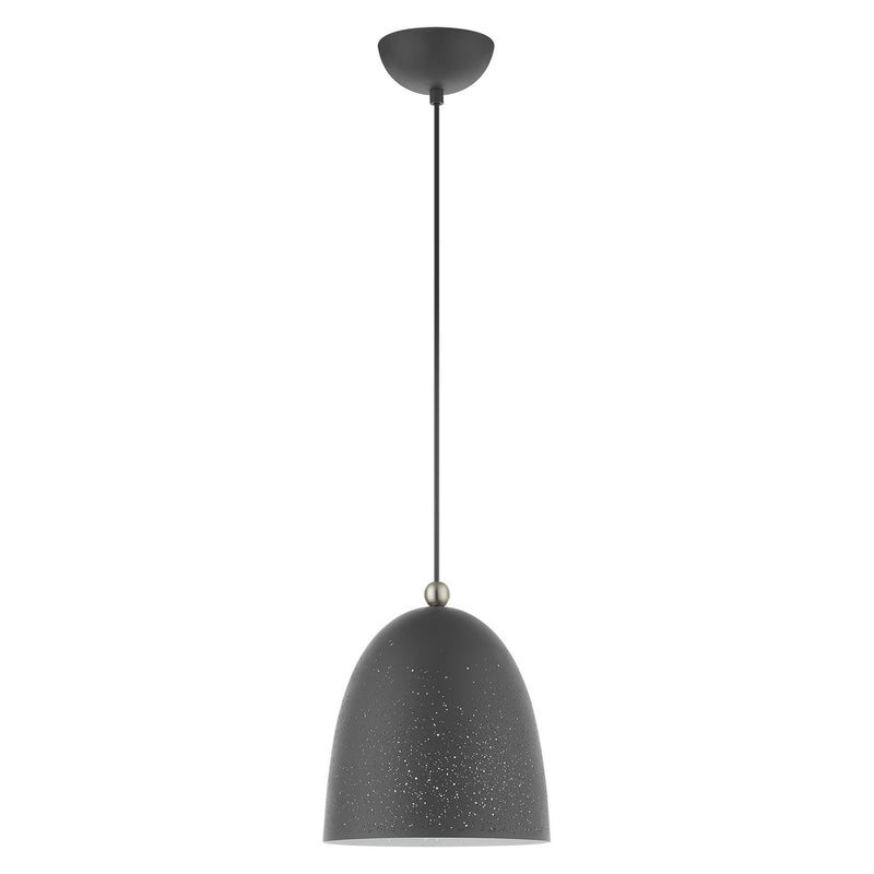 Livex Lighting 49108-76 One Light Pendant, Scandinavian Gray w/ Brushed Nickels