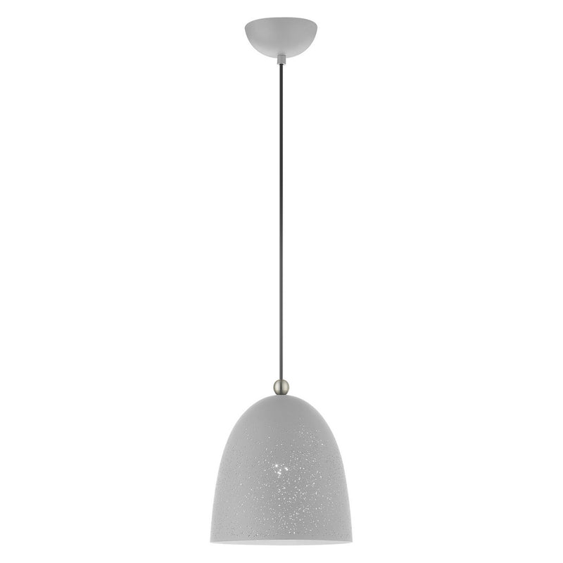 Livex Lighting 49108-80 One Light Pendant, Nordic Gray w/ Brushed Nickels