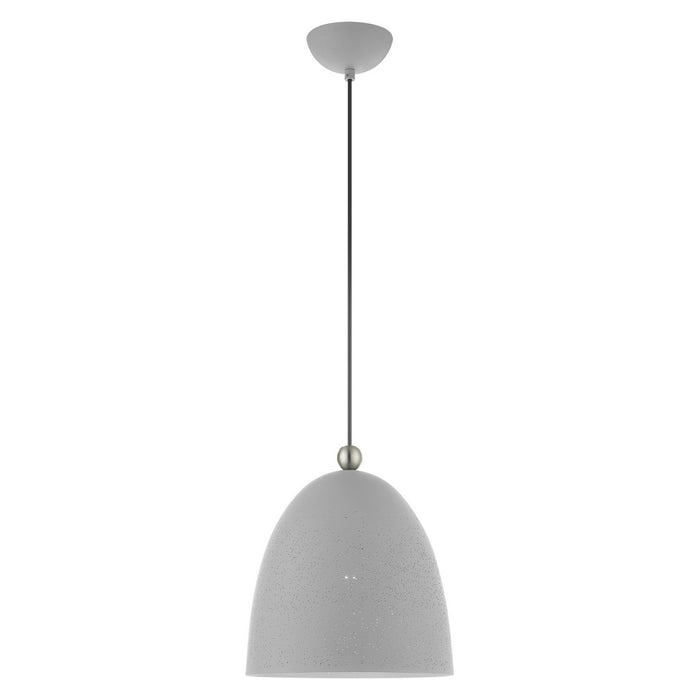 Livex Lighting 49109-80 One Light Pendant, Nordic Gray w/ Brushed Nickels