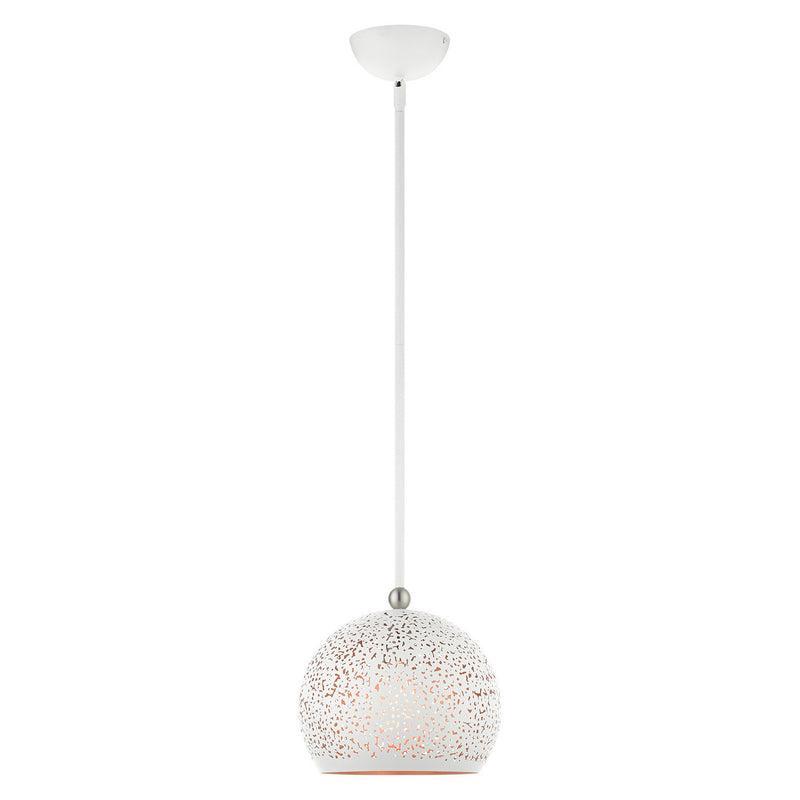 Livex Lighting 49181-03 One Light Pendant, White w/ Brushed Nickels