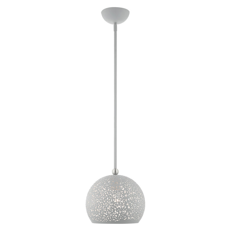 Livex Lighting 49181-80 One Light Pendant, Nordic Gray w/ Brushed Nickels
