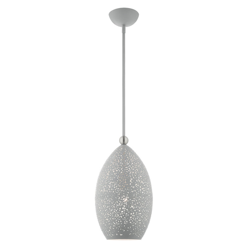 Livex Lighting 49182-80 One Light Pendant, Nordic Gray w/ Brushed Nickels