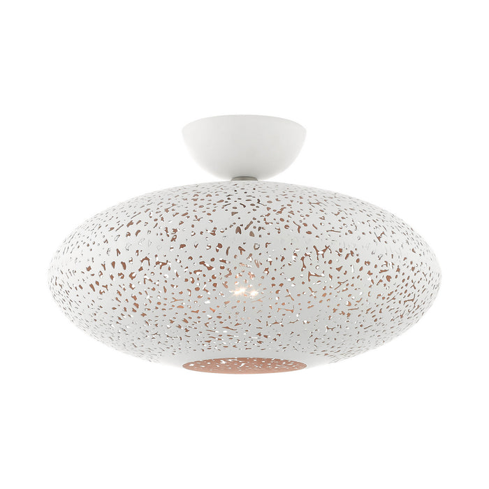 Livex Lighting 49183-03 One Light Semi Flush Mount, White w/ Brushed Nickels