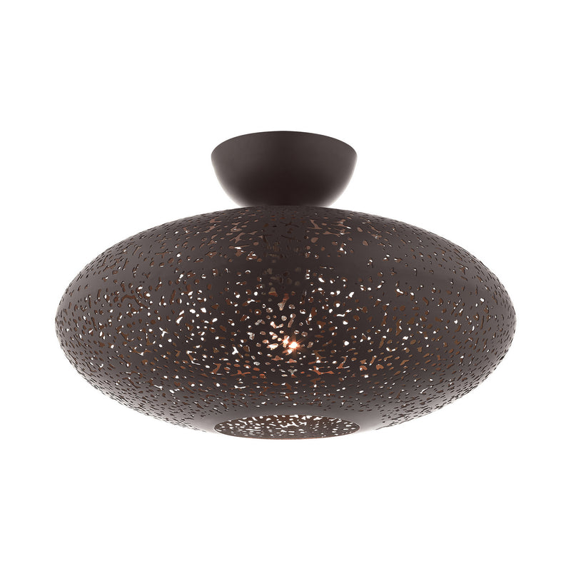 Livex Lighting 49183-07 One Light Semi Flush Mount, Bronze w/ Antique Brasss