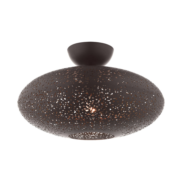 Livex Lighting 49183-07 One Light Semi Flush Mount, Bronze w/ Antique Brasss