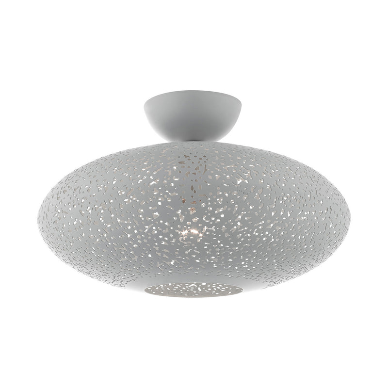 Livex Lighting 49183-80 One Light Semi Flush Mount, Nordic Gray w/ Brushed Nickels
