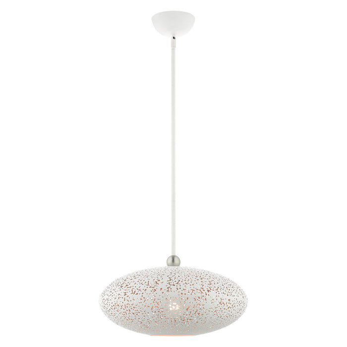 Livex Lighting 49184-03 One Light Pendant, White w/ Brushed Nickels