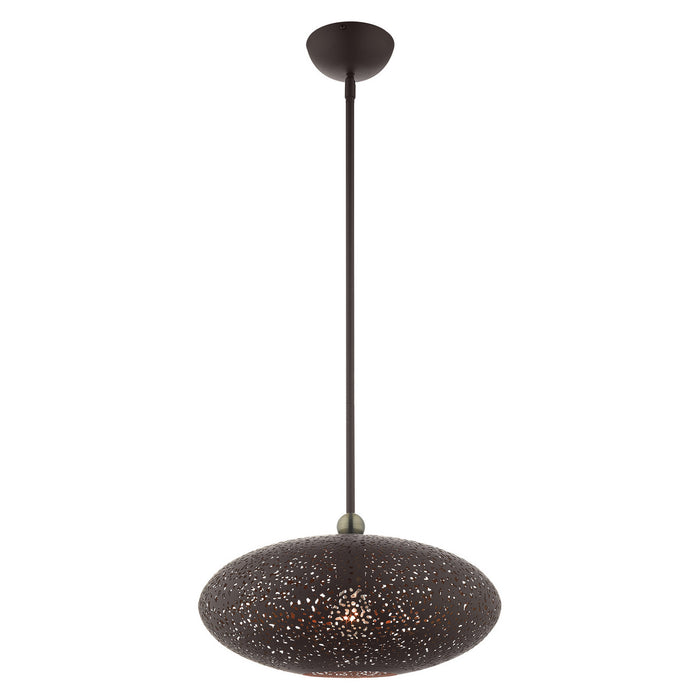 Livex Lighting 49184-07 One Light Pendant, Bronze w/ Antique Brasss
