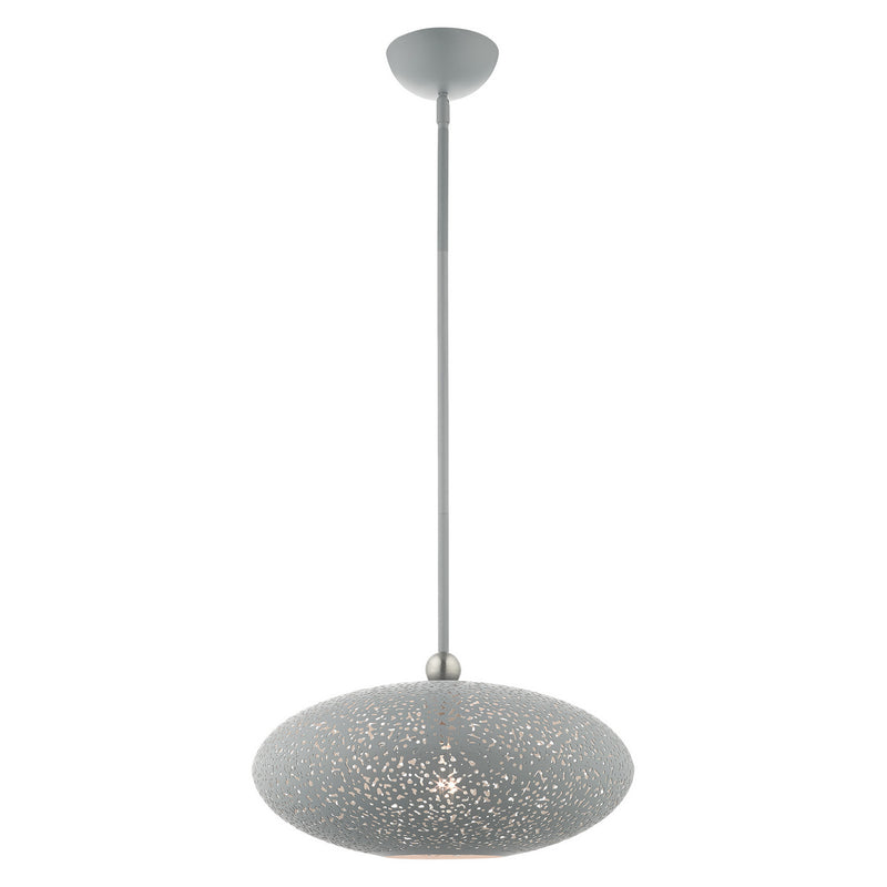 Livex Lighting 49184-80 One Light Pendant, Nordic Gray w/ Brushed Nickels