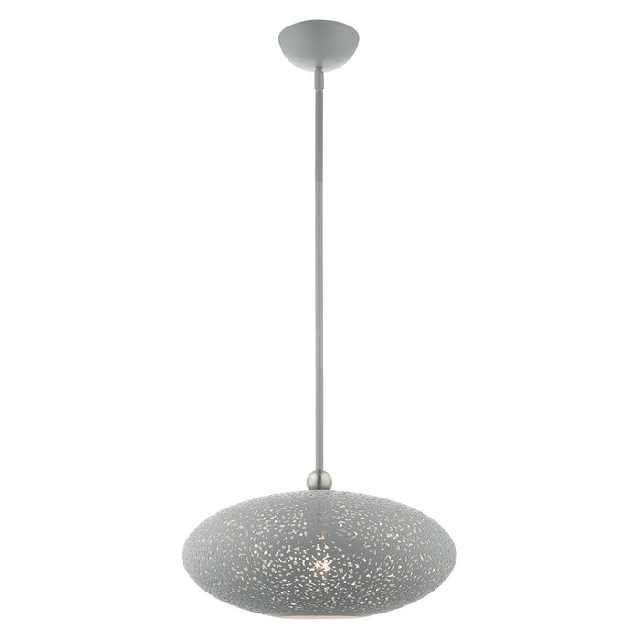 Livex Lighting 49184-80 One Light Pendant, Nordic Gray w/ Brushed Nickels