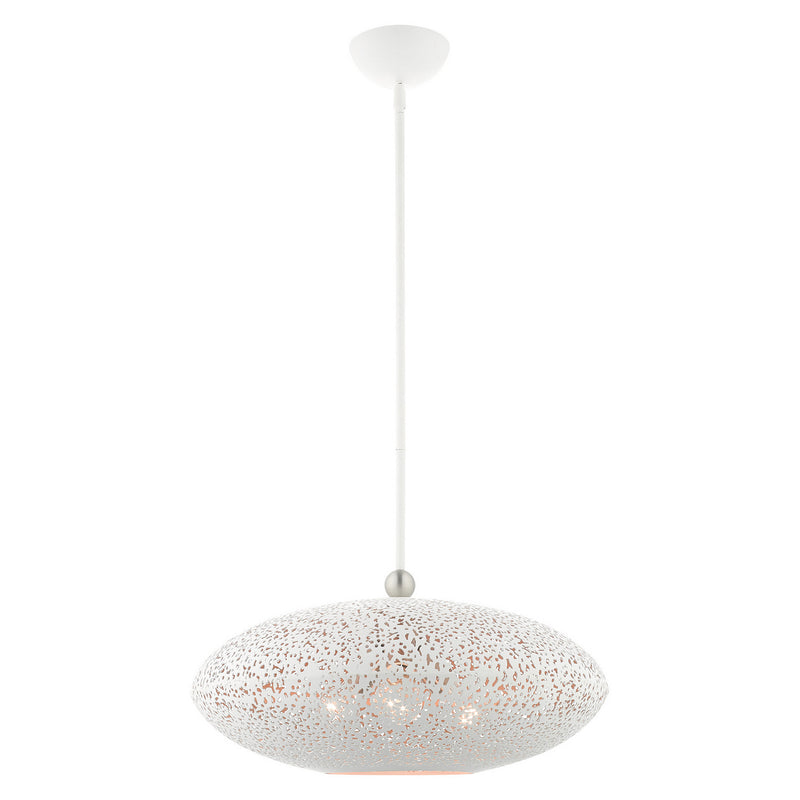 Livex Lighting 49185-03 Three Light Pendant, White w/ Brushed Nickels