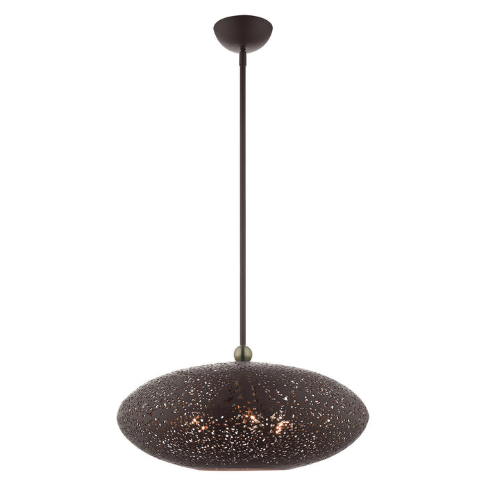 Livex Lighting 49185-07 Three Light Pendant, Bronze w/ Antique Brasss