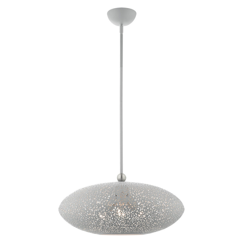 Livex Lighting 49185-80 Three Light Pendant, Nordic Gray w/ Brushed Nickels