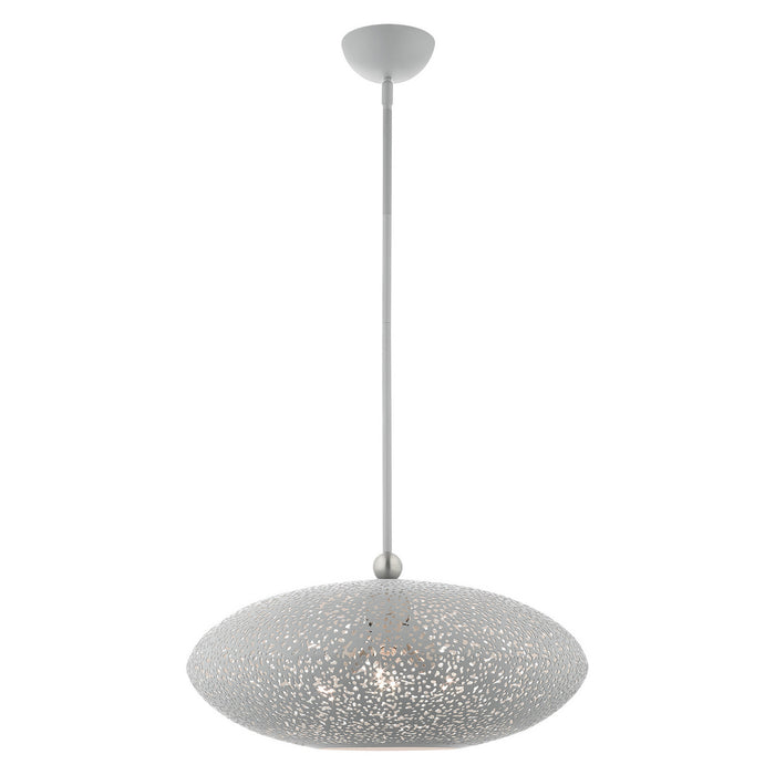 Livex Lighting 49185-80 Three Light Pendant, Nordic Gray w/ Brushed Nickels