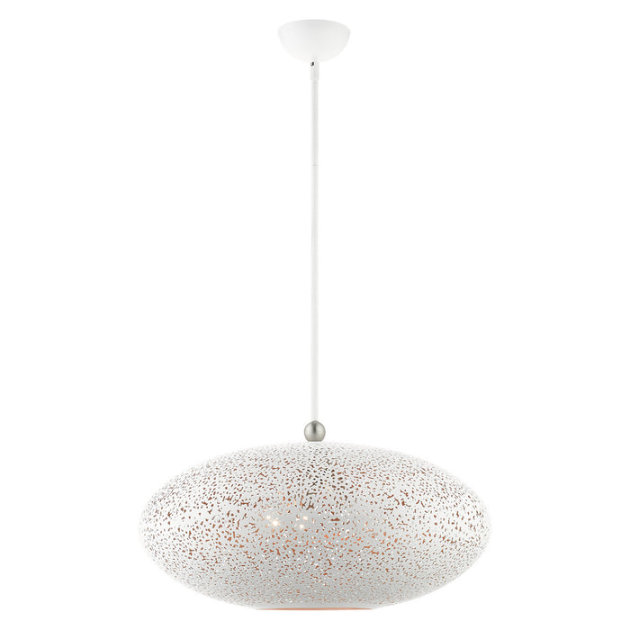Livex Lighting 49186-03 Three Light Pendant, White w/ Brushed Nickels