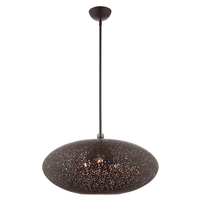 Livex Lighting 49186-07 Three Light Pendant, Bronze w/ Antique Brasss