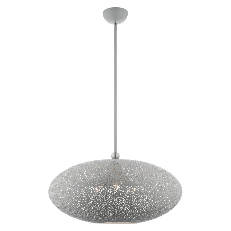 Livex Lighting 49186-80 Three Light Pendant, Nordic Gray w/ Brushed Nickels