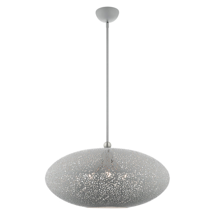 Livex Lighting 49186-80 Three Light Pendant, Nordic Gray w/ Brushed Nickels