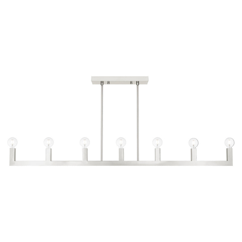 Livex Lighting 49209-91 Seven Light Linear Chandelier, Brushed Nickel