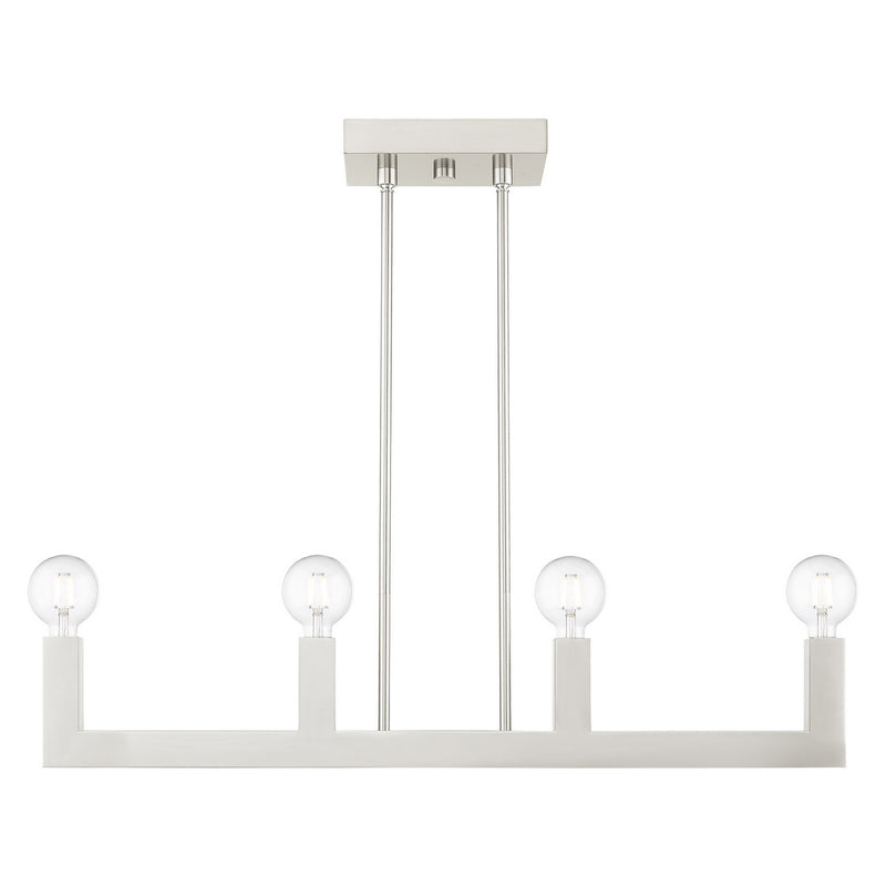 Livex Lighting 49213-91 Four Light Linear Chandelier, Brushed Nickel