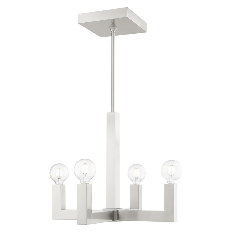 Livex Lighting 49214-91 Four Light Chandelier, Brushed Nickel