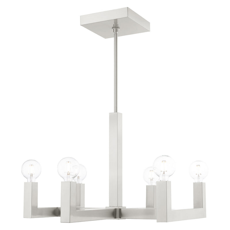 Livex Lighting 49216-91 Six Light Chandelier, Brushed Nickel