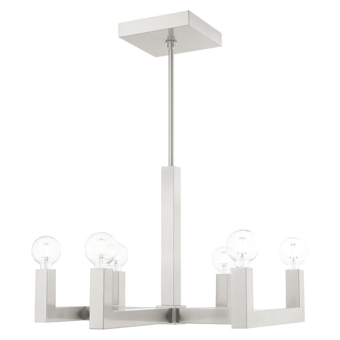 Livex Lighting 49216-91 Six Light Chandelier, Brushed Nickel