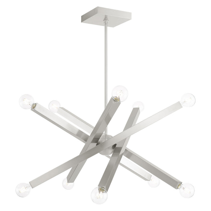 Livex Lighting 49227-91 Ten Light Chandelier, Brushed Nickel