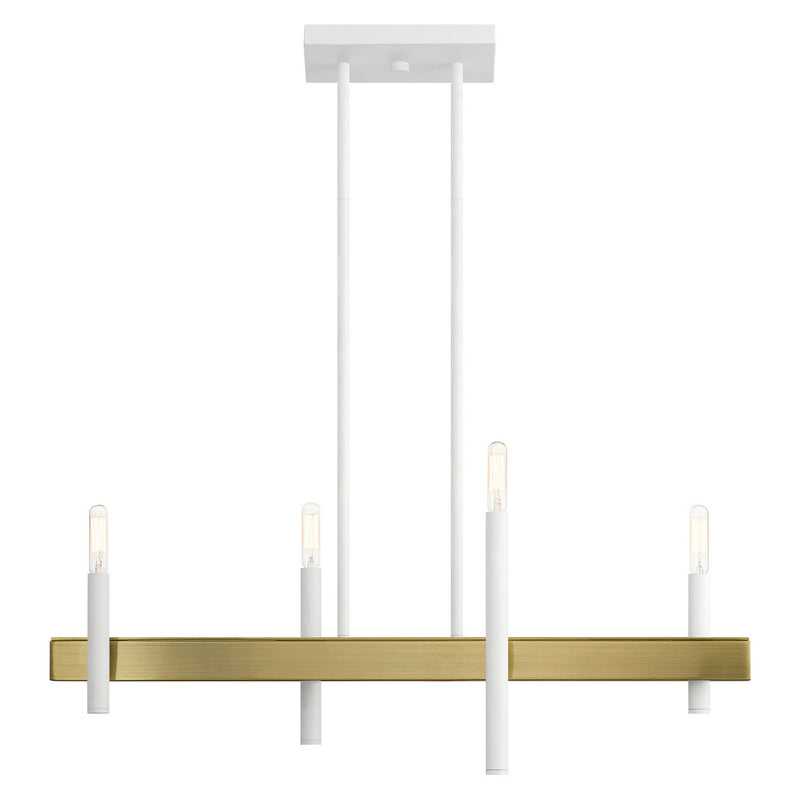 Livex Lighting 49334-03 Four Light Chandelier, White w/ Antique Brasss