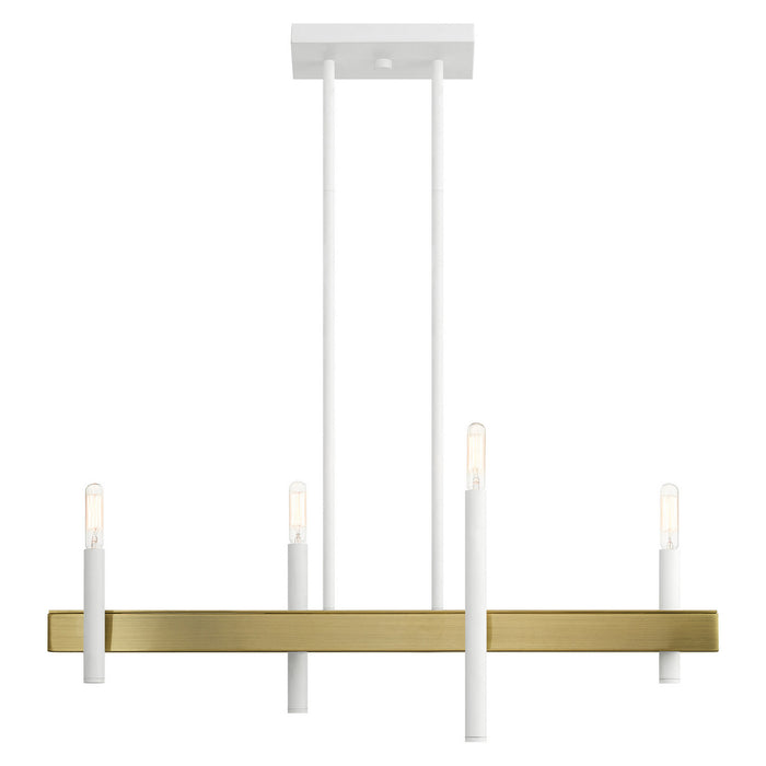 Livex Lighting 49334-03 Four Light Chandelier, White w/ Antique Brasss