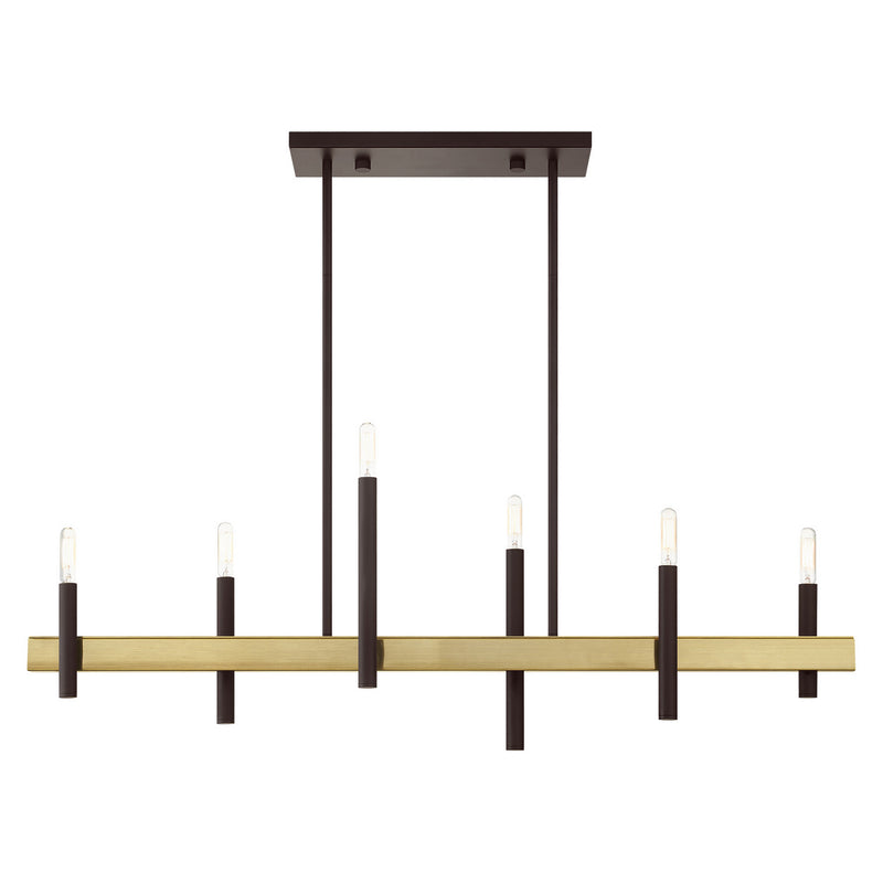 Livex Lighting 49336-07 Six Light Chandelier, Bronze w/ Antique Brasss
