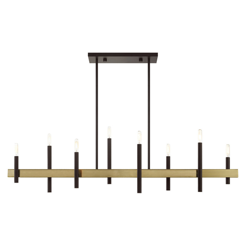 Livex Lighting 49338-07 Eight Light Chandelier, Bronze w/ Antique Brasss