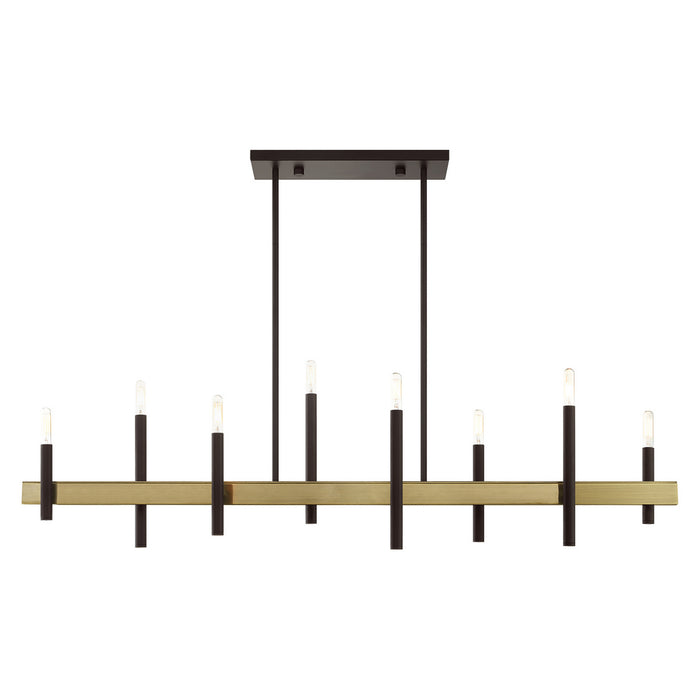 Livex Lighting 49338-07 Eight Light Chandelier, Bronze w/ Antique Brasss