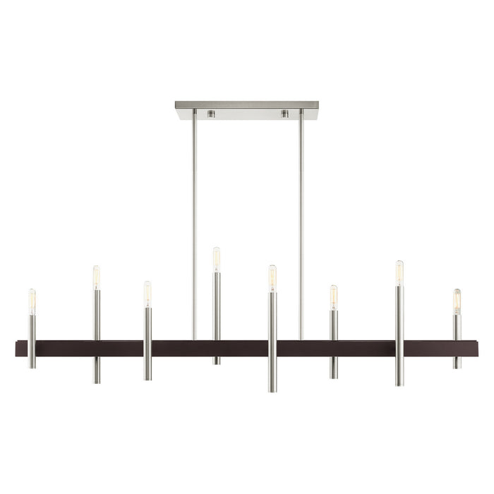 Livex Lighting 49338-91 Eight Light Chandelier, Brushed Nickel w/ Bronzes