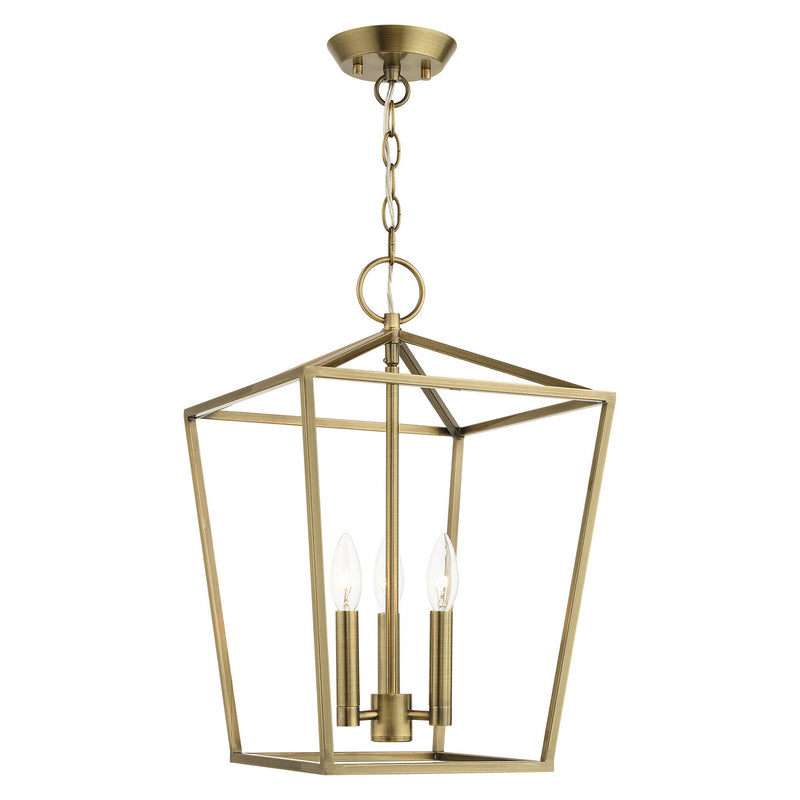 Livex Lighting 49433-01 Three Light Convertible Semi Flush/Lantern, Antique Brass