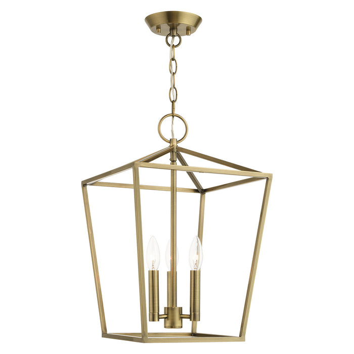 Livex Lighting 49433-01 Three Light Convertible Semi Flush/Lantern, Antique Brass