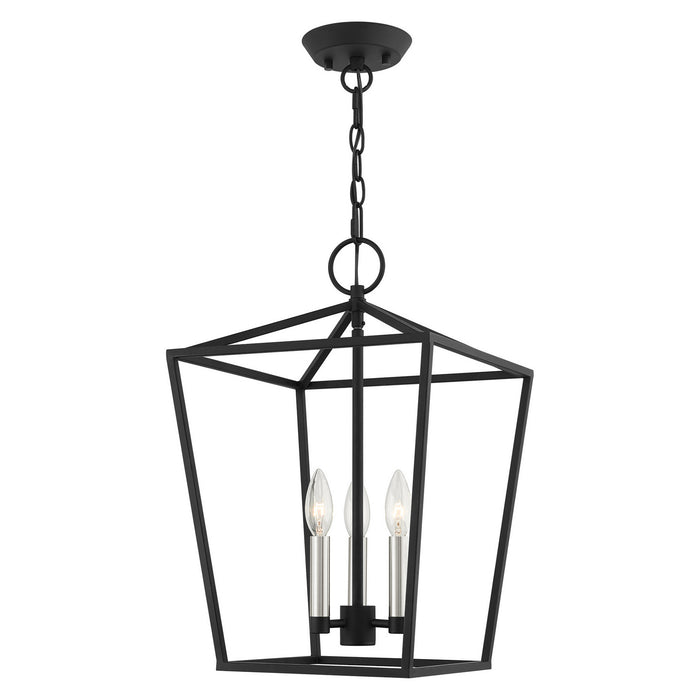 Livex Lighting 49433-04 Three Light Convertible Semi Flush/Lantern, Black w/ Brushed Nickels
