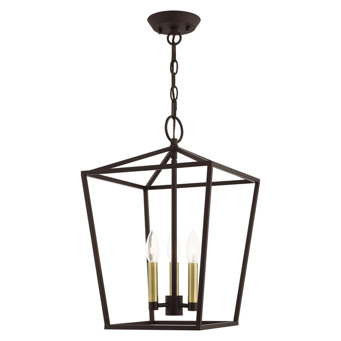 Livex Lighting 49433-07 Three Light Convertible Semi Flush/Lantern, Bronze