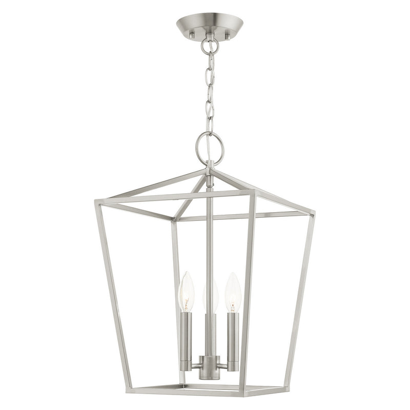 Livex Lighting 49433-91 Three Light Convertible Semi Flush/Lantern, Brushed Nickel