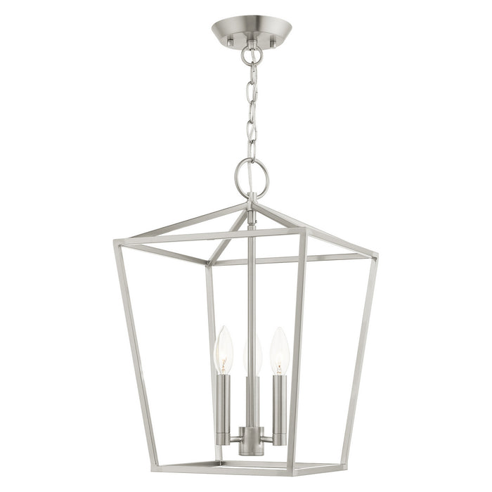Livex Lighting 49433-91 Three Light Convertible Semi Flush/Lantern, Brushed Nickel