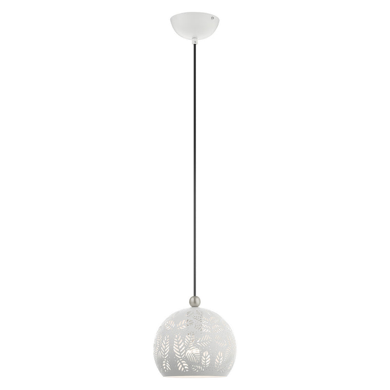 Livex Lighting 49541-03 One Light Pendant, White w/ Brushed Nickels