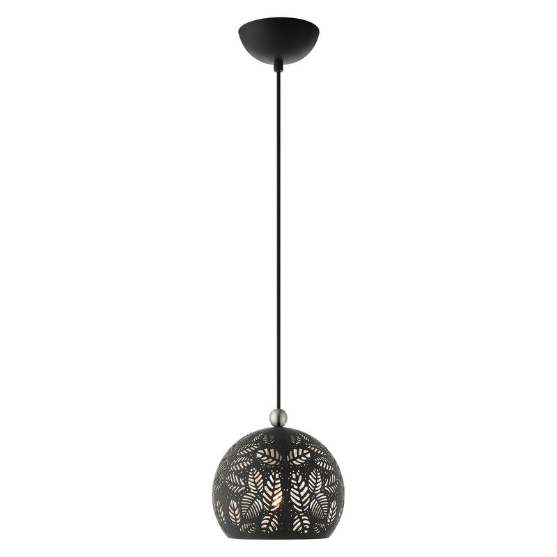 Livex Lighting 49541-04 One Light Pendant, Black w/ Brushed Nickels