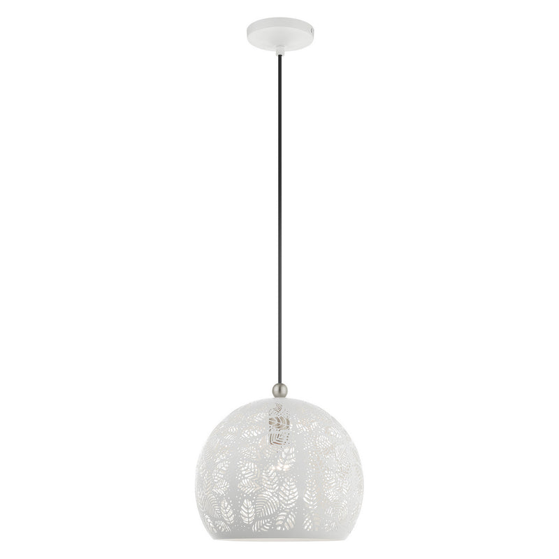 Livex Lighting 49542-03 One Light Pendant, White w/ Brushed Nickels