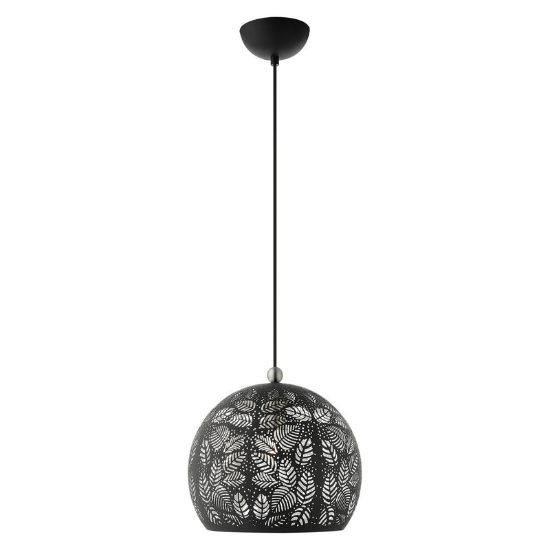 Livex Lighting 49542-04 One Light Pendant, Black w/ Brushed Nickels