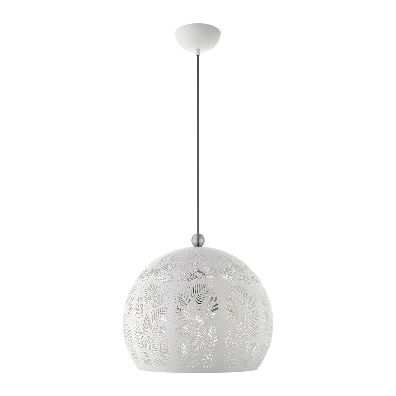Livex Lighting 49543-03 Three Light Pendant, White w/ Brushed Nickels
