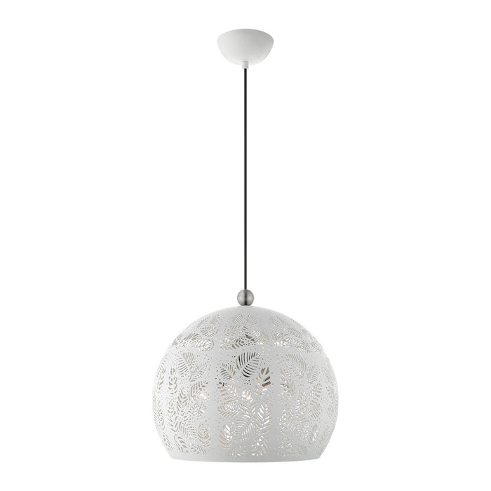 Livex Lighting 49543-03 Three Light Pendant, White w/ Brushed Nickels