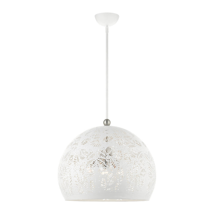 Livex Lighting 49544-03 Three Light Pendant, White w/ Brushed Nickels