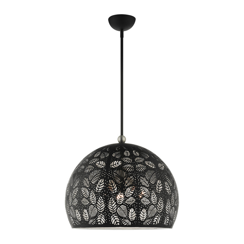 Livex Lighting 49544-04 Three Light Pendant, Black w/ Brushed Nickels
