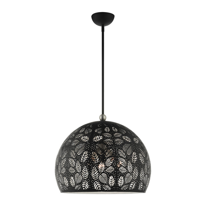 Livex Lighting 49544-04 Three Light Pendant, Black w/ Brushed Nickels